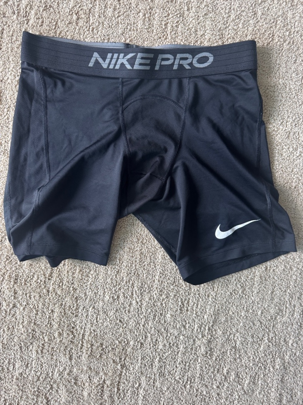 Nike Black Compression Training Shorts with White Swoosh